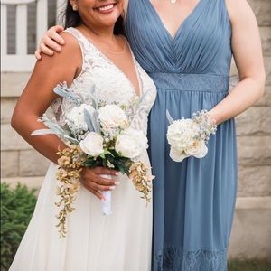 Price reduced!! David’s Bridal Steel blue bridesmaid dress sz 10